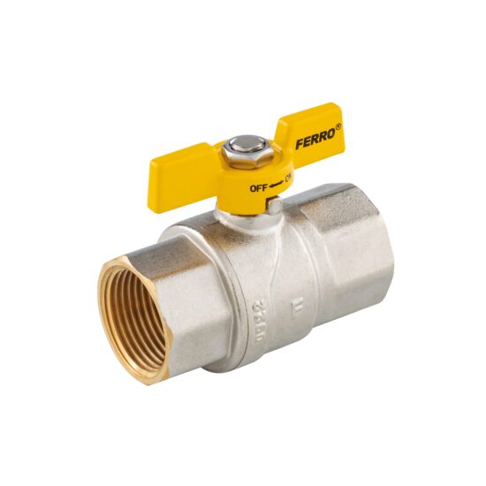 Robinet trecere alama pt. gaz, 1/2" FI-FI, fluture, Ferro KGMN1