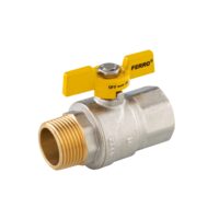 Robinet trecere alama pt. gaz, 1/2" FI-FE, fluture, Ferro KGMN11