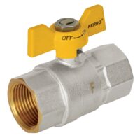 Robinet trecere din alama pt. gaz 1" FI-FI cu sfera si fluture, Ferro KGMS3