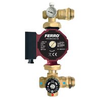 Grup de amestec pt. incalzire in pardoseala pt. colectori 1”cu vana 4 cai termostatata si pompa GPA II 25‑6‑130, Ferro GM60GPA