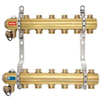 Distribuitor/colector 1" din alama 8 circuite 3/4" cu ventile inchidere, Ferro RO08S