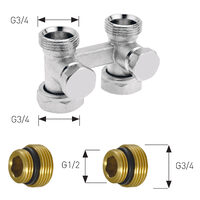 Robinet dublu din alama pentru radiatoare 3/4" FI-FE cu racorduri din pardoseala, Ferro LZ06YK