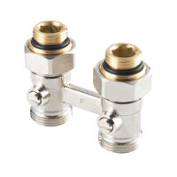 Robinet dublu din alama pentru radiatoare 3/4" FI-FE cu racorduri din pardoseala, Ferro LZ06YKN