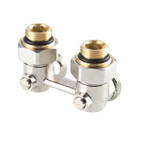 Robinet dublu din alama pentru radiatoare 3/4" FI-FE cu racorduri din pardoseala, Ferro LZ07YKN