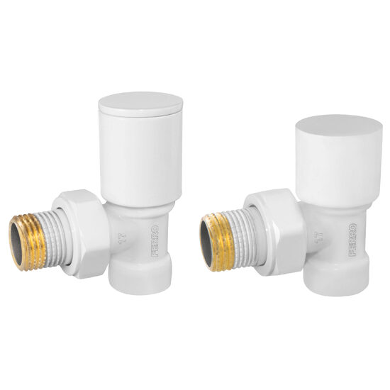 Set robineti radiator tur/retur coltari 1/2", alb, Ferro ZGB31WH