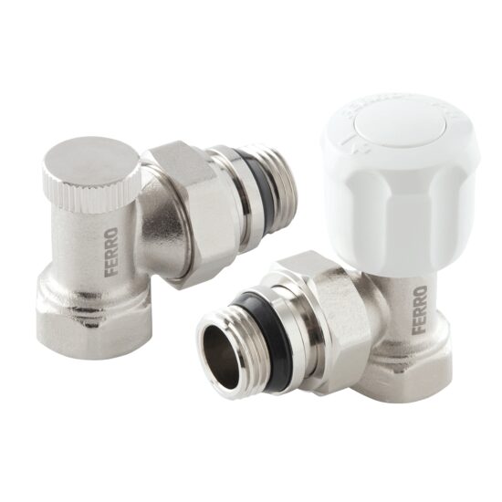 Set robineti radiator tur/retur coltari 1/2", Ferro ZGYU2