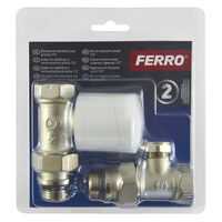 Set robineti termostatabili radiator tur/retur drepti 1/2" cu presetare, Ferro ZTB01