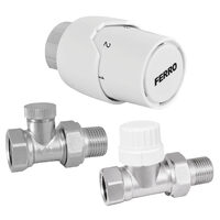 Set robineti  radiator drepti 1/2" tur termostatic+retur+cap termostat GT20, Ferro ZTM20
