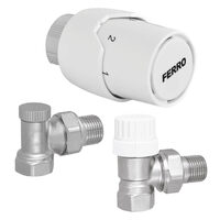Set robineti  radiator coltari 1/2" tur termostatic+retur+cap termostat GT20, Ferro ZTM21