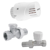 Set robineti  radiator drepti 1/2" tur termostatic+retur+cap termostat, Ferro ZTMN01