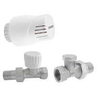 Set robineti  radiator drepti 1/2" tur termostatic+retur+cap termostat, Ferro ZTMN01-16