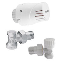 Set robineti  radiator coltari 1/2" tur termostatic+retur+cap termostat, Ferro ZTMN02
