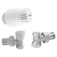 Set robineti  radiator coltari 1/2" tur termostatic+retur+cap termostat, Ferro ZTMN02-16