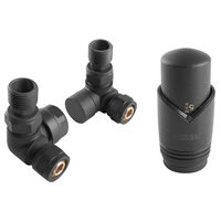 Set robineti radiator axiali 1/2" tur termostatic+retur+cap termostat GT33, antracit, Ferro ZTO30AT