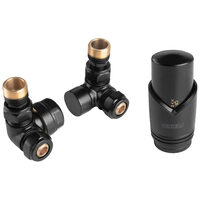 Set robineti radiator axiali 1/2" tur termostatic+retur+cap termostat GT34, negru, Ferro ZTO30BL