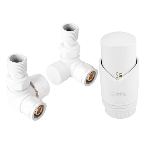 Set robineti  radiator axiali 1/2" tur termostatic+retur+cap termostat GT30, Ferro ZTO30WH