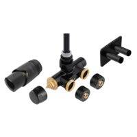 Set robinet coltar termostatic cu tub de imersie, presetare, negru, Ferro ZTT30BL