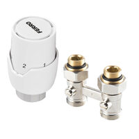 Set robinet radiator termostatic dublu drept 3/4 complet  + cap termostatat GT20 alim. din pardoseala, Ferro ZTV20