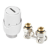 Set robinet radiator termostatic dublu coltar 3/4 complet  + cap termostatat GT20 alim. din perete, Ferro ZTV21