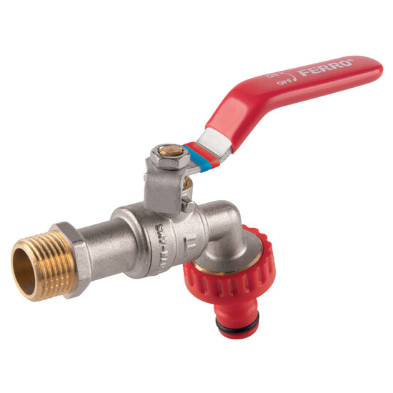 Robinet scurgere 1/2" din alama cu sfera si rac rapid 3/4 FE, Ferro KCPN1