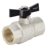 Robinet trecere din alama pt. apa PN40, 1" FI-FI cu sfera si fluture , Ferro KMH3