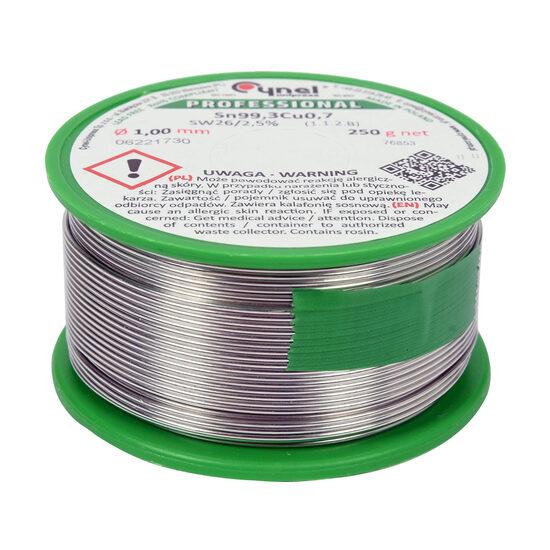 Cositor fără plumb, 1,0mm, 250g, sn99,3cu0,7, Toya 76853