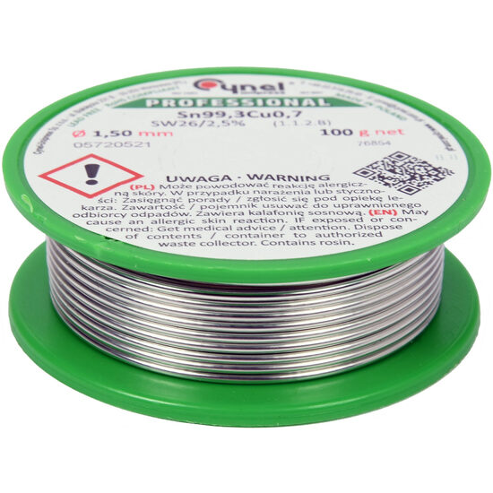 Cositor fără plumb, 1,5mm, 100g, sn99,3cu0,7, Toya 76854