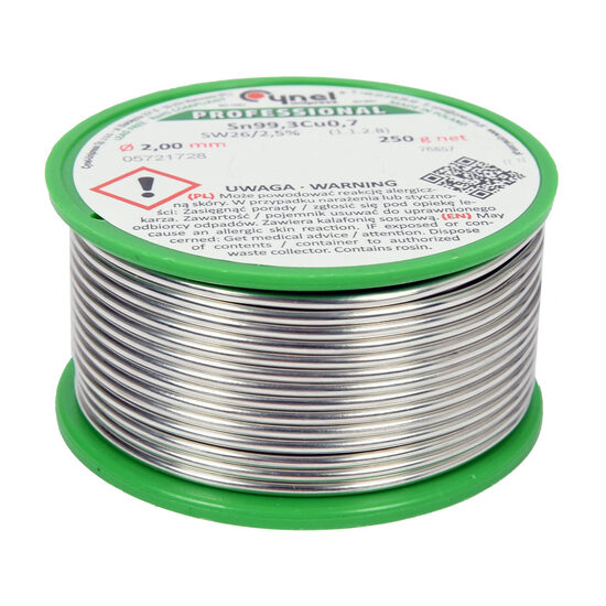 Cositor fără plumb, 2,0mm, 250g, sn99,3cu0,7, Toya 76857