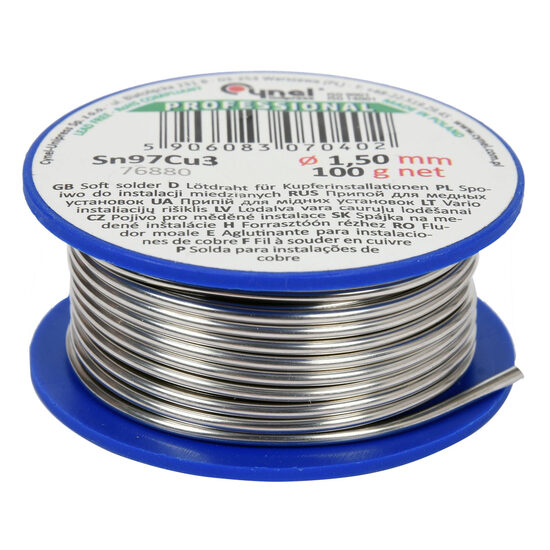 Cositor fără plumb, 1,5mm, 100g, sn97cu3, Toya 76880