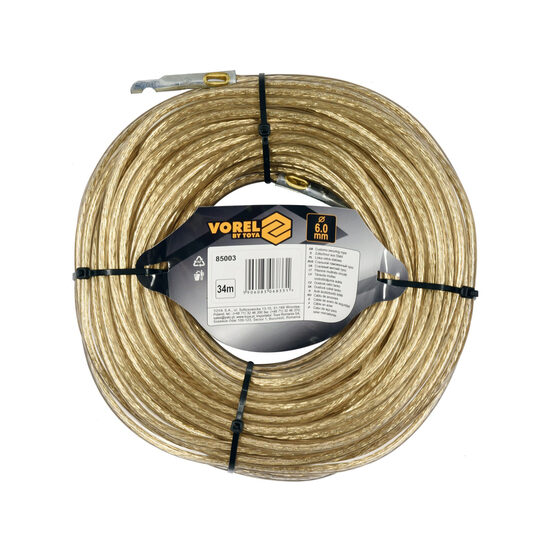 Cablu oțel cu protecție, pentru sigiliu, 6mm, 34m, Vorel 85003