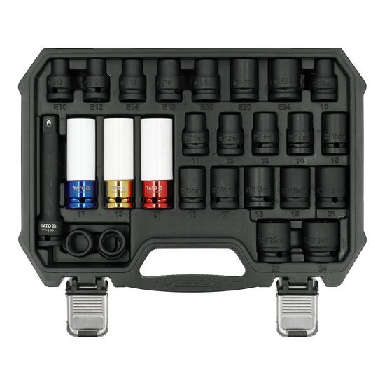 Set tubulare de impact 1/2", 24 piese, Yato YT-10569