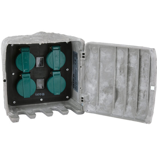 Priză de grădină imitație piatră ip44 4x230v mod auto/manual, Yato YT-81271
