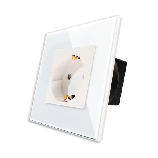 Priza simpla ST cu rama din sticla alb Luxion LXD-1MP010G-W
