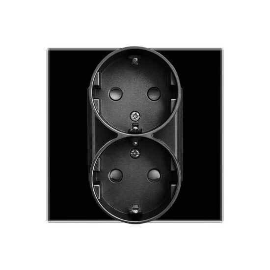 Priza dubla ST CP cu rama din sticla negru Luxion LXD-MP210GF-B