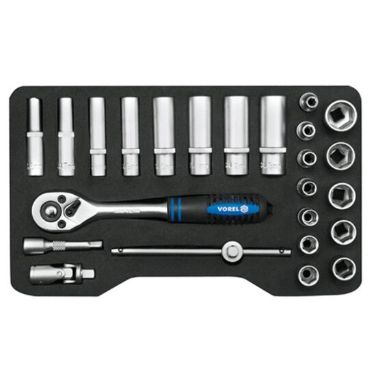 Set chei tubulare cu antrenor 24 buc Vorel 58631