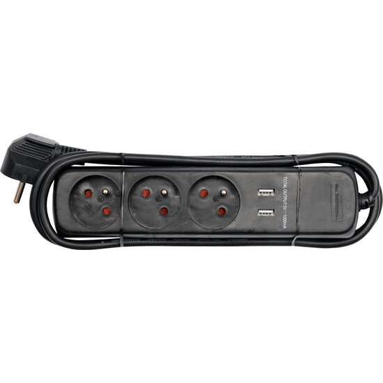 Prelungitor 3 prize + 2 usb, 1.5 m, 16A Vorel 72750