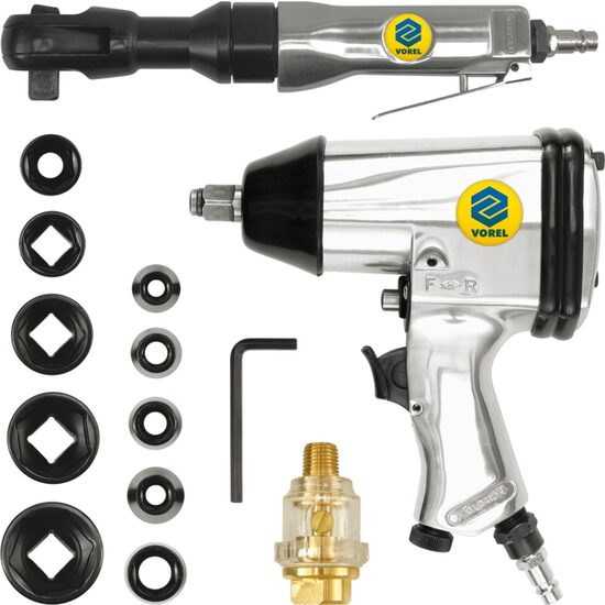 Set pistol de impact si antrenor pneumatic plus accesorii 16 piese Vorel 81141