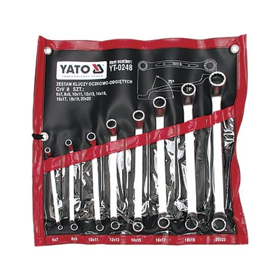 Set 8 chei inelare industriale cu cot 6 - 22 mm Yato YT-0248