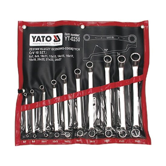 Set 10 chei inelare industriale cu cot 6 - 27 mm Yato YT-0250