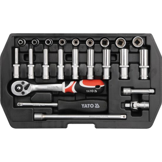 Trusa tubulare si antrenor 1/4" 23 piese Yato YT-1445