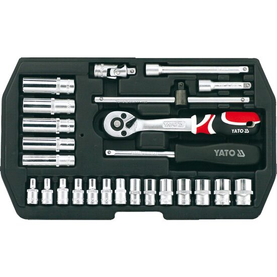 Trusa tubulare si antrenor 1/4" 25 piese Yato YT-1446