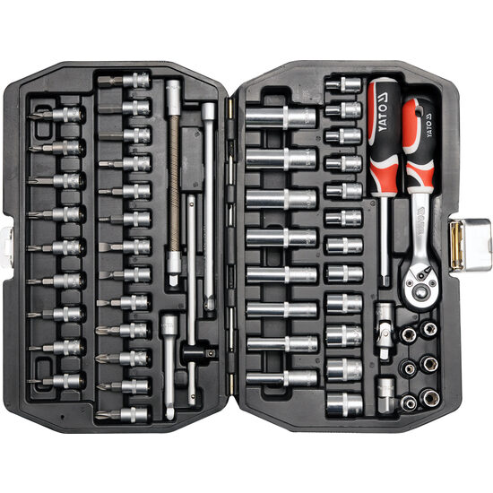 Mini trusa chei tubulare si biti 1/4" 56 piese Yato YT-1450