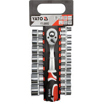 Set 18 chei tubulare bihexagonale si clichet 1/2" Yato YT-38682