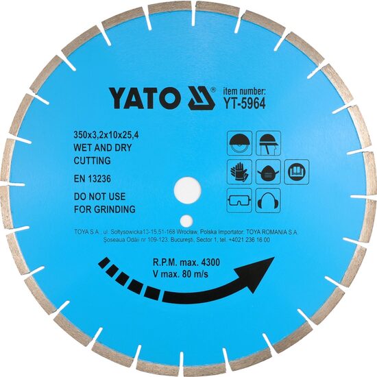 Disc diamantat pentru patra 350 x 25.4 mm Yato YT-5964