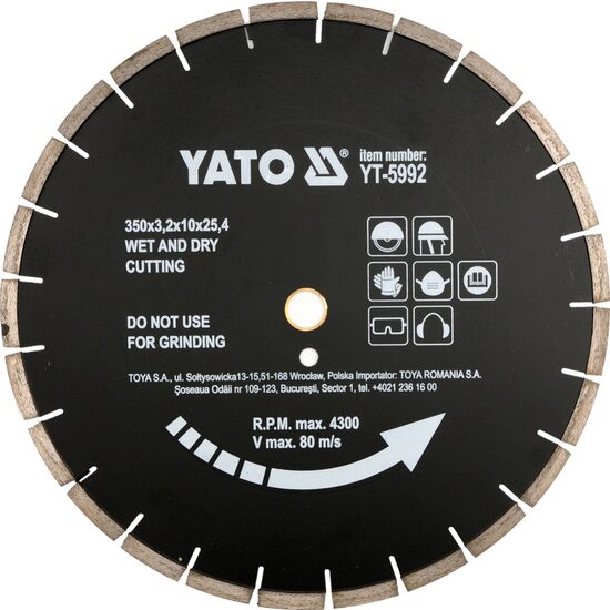 Disc cu diamant pentru asfalt 300 x 25 4mm Yato YT-5991