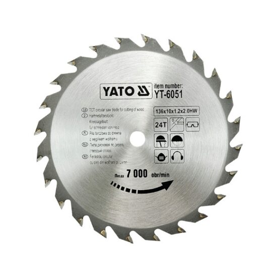 Disc fierăstrău wolfram pentru lemn 136 x 24 x 10 mm Yato YT-6051