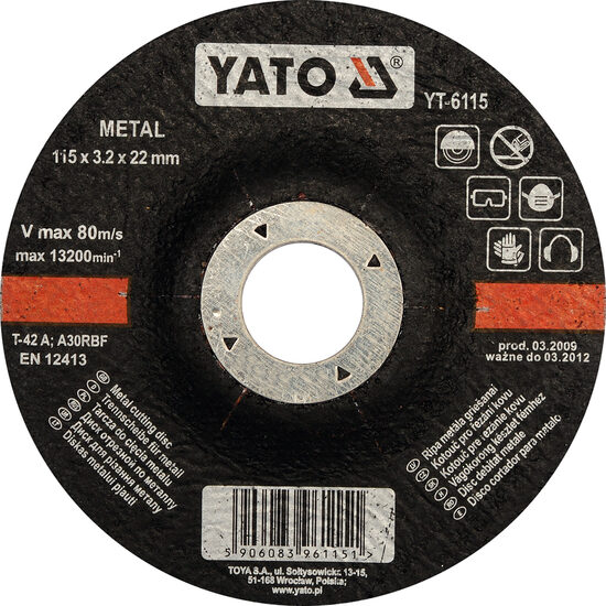 Disc debitat metal 115 x 3.2 x 22 mm Yato YT-6115