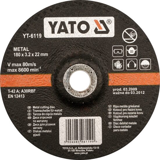 Disc debitat metal 180 x 3.2 x 22 mm Yato YT-6119