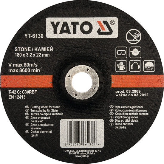 Disc taiat piatra 180 x 3.2 x 22 mm Yato YT-6130