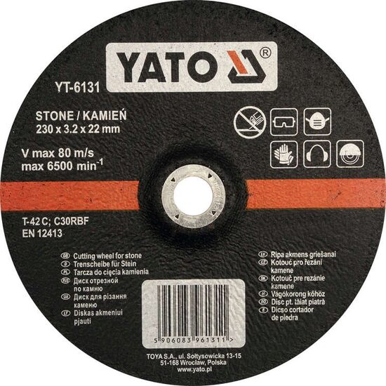 Disc taiat piatra 230 x 3,2 x 22 mm Yato YT-6131